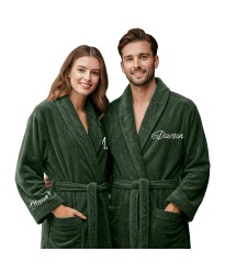 Personalised Name On Front Left Chest & Right Sleeves Bathrobe – Custom Embroidered –Spa Hotel Luxury Robe for Men & Women Personalised Name On Front Left Chest & Right Sleeves Bathrobe – Custom Embroidered –Spa Hotel Luxury Robe for Men & Women